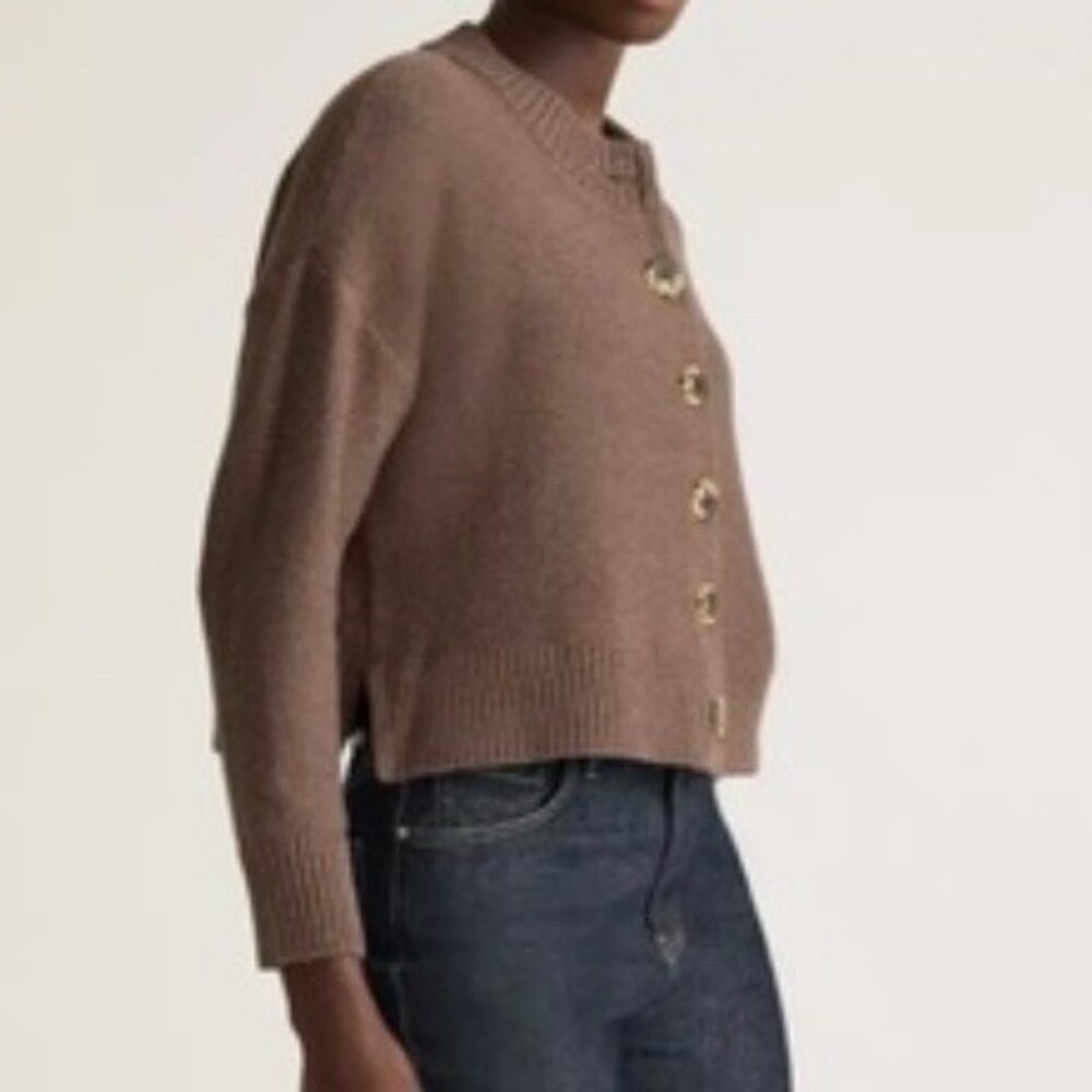 Quince Cardigan Sweater Womens Size S Organic Cotton Cropped Button Front - Picture 2 of 12